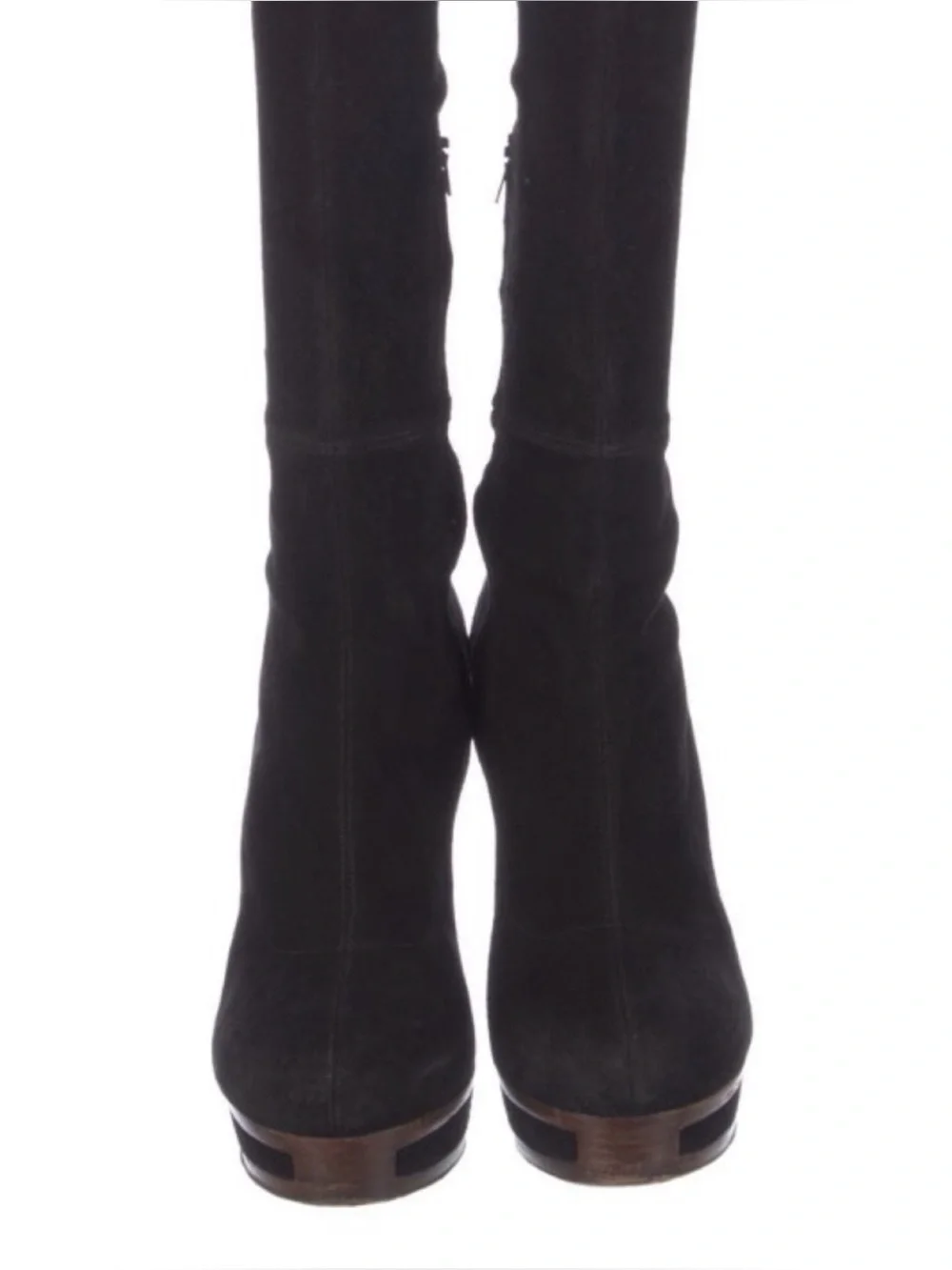 GUCCI Alonya Black Suede OTK Platform Stiletto Boots 38
